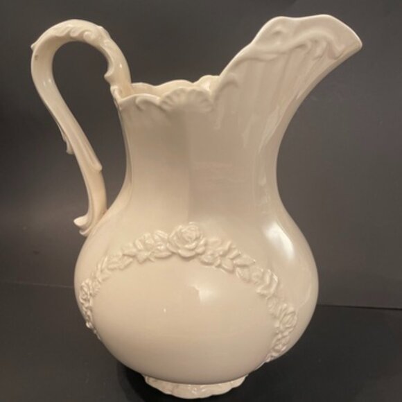 Vintage Ceramic Water Pitcher with Rose Garland Detail - Picture 1 of 8